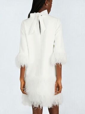Kate Spade Size 0 White Feather Trim Crepe Dress Bow Back Mini
Bridal Glamorous